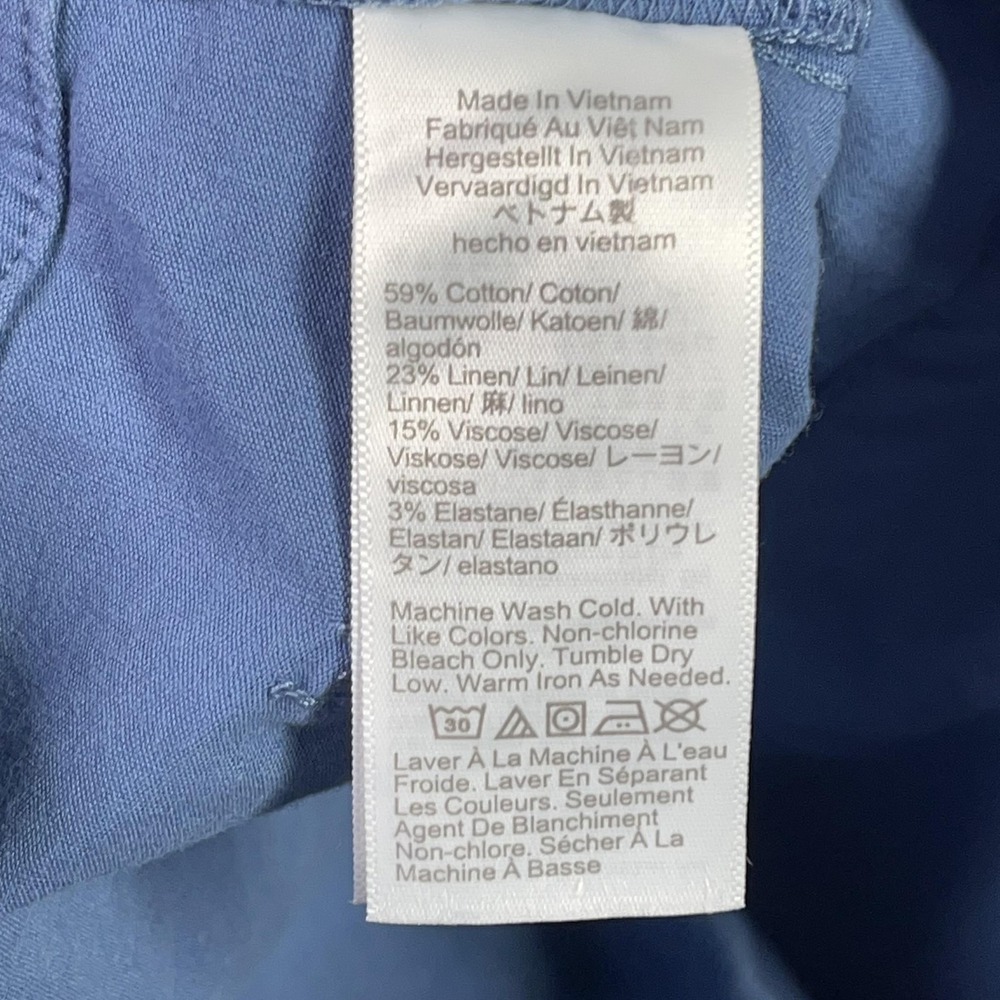 J.Crew Lizzie Pant 31T Tall Blue Wide Leg Cotton Linen Patch Pocket BW804 NEW - Picture 7 of 13